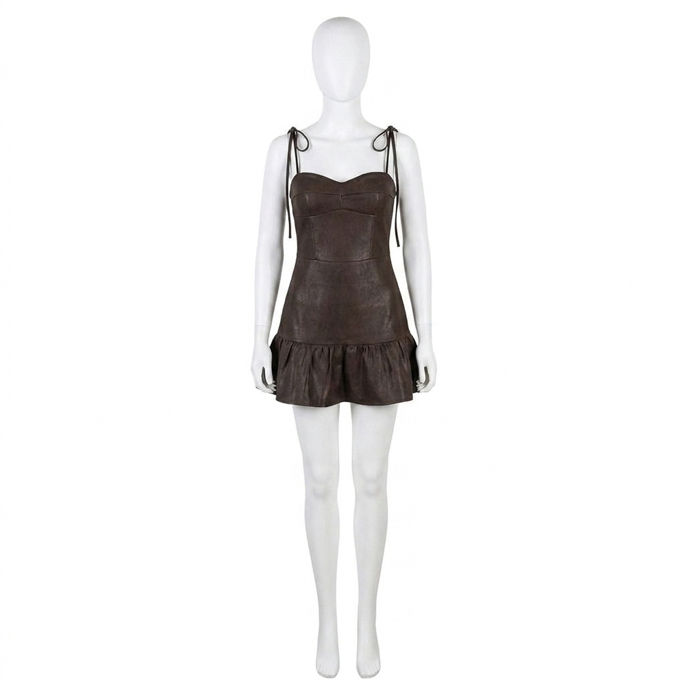 NEW SINCERELY OURS vivi tie straps romper in deep chocolate suede
